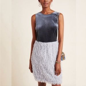 Anthropologie Gray Velvet and Textured Midi Dress